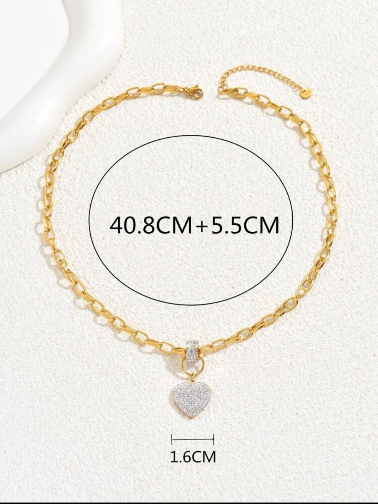 Zuri Gold Choker stainless steel necklace with CZ Diamond heart Pendant Necklace for women. 18K Z115