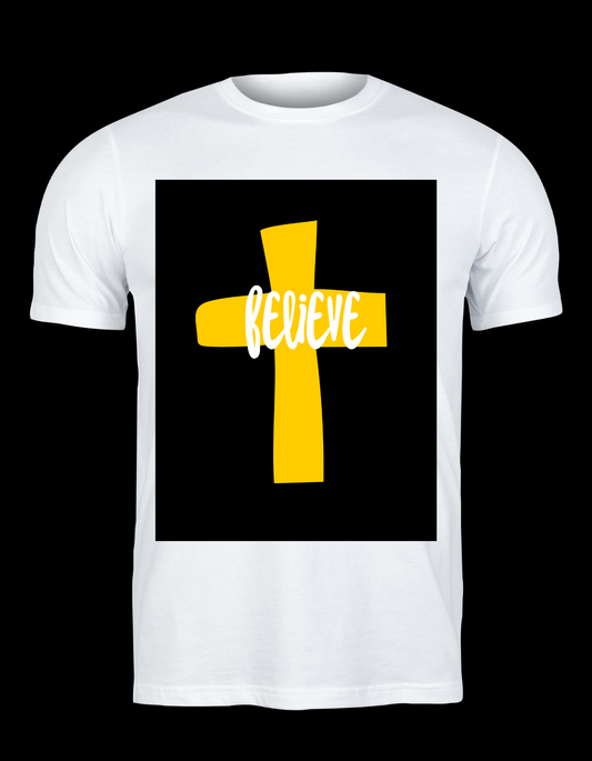 Trillingo Unisex Believe Cross Printed T-Shirt