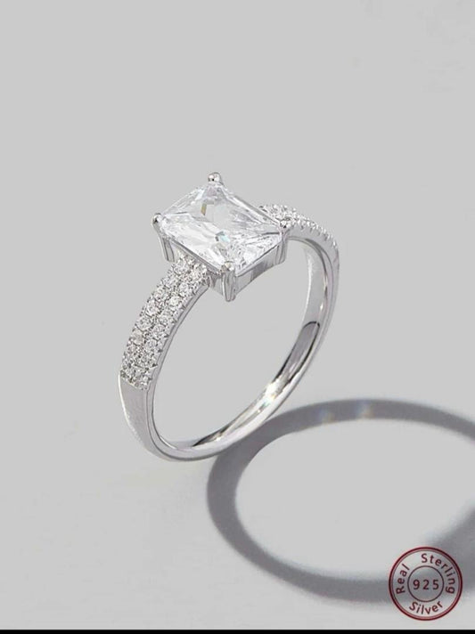 Cubic Zirconia Starling Silver Proposal Ring