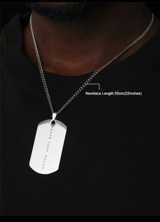 Zuri Men Slogan Detail Prove them wrong Stainless Steel Punk Hip Pop Style for Jewelry Gift and for a Stylish Look Z112