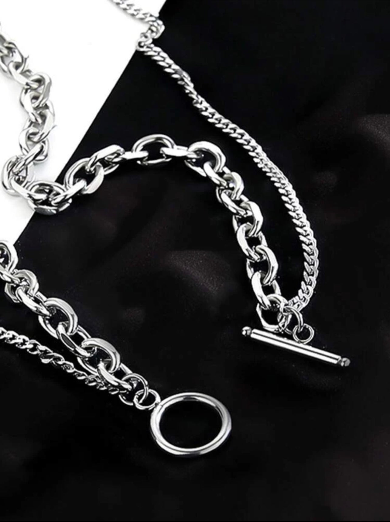 Zuri Stylish  Stainless Steel Men's Layered OT Clasp Necklace  Z107