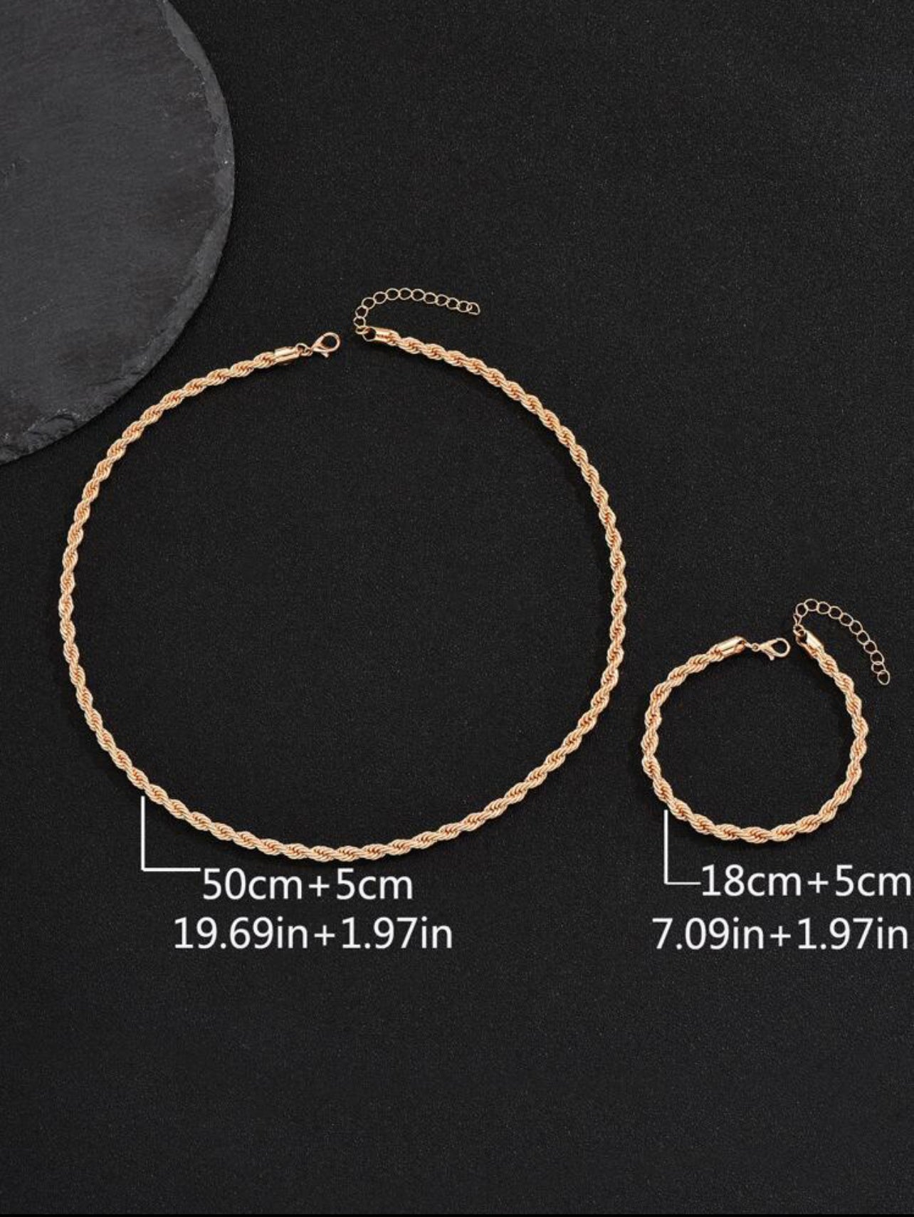 Zuri Men Minimalist Gold Twisted, Design Necklace & Bracelet Z119