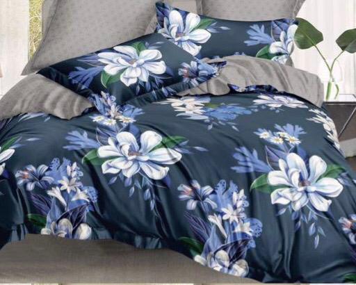 Navy Blue With Purple Floral Bed Sheet