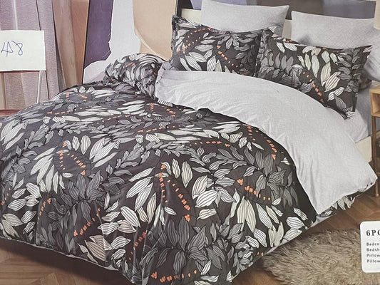 Grey White & Rouge Floral Bed Sheet