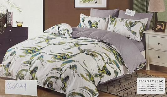 White Green Teal Waves Complete Bed Sheets Set