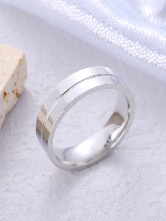 MENS WEDDING BAND STAINLESS STEEL SILVER  RING