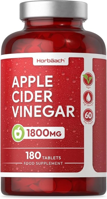 Apple Cider Vinegar Tablets 1800mg High Strength ACV 180 Tablets