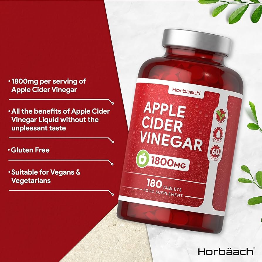 Apple Cider Vinegar Tablets 1800mg High Strength ACV 180 Tablets