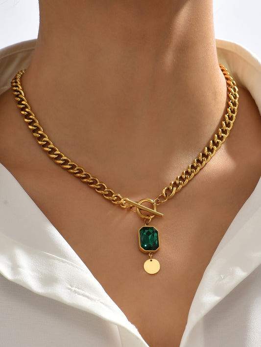 Green Stone GOLD - Buckle Necklace