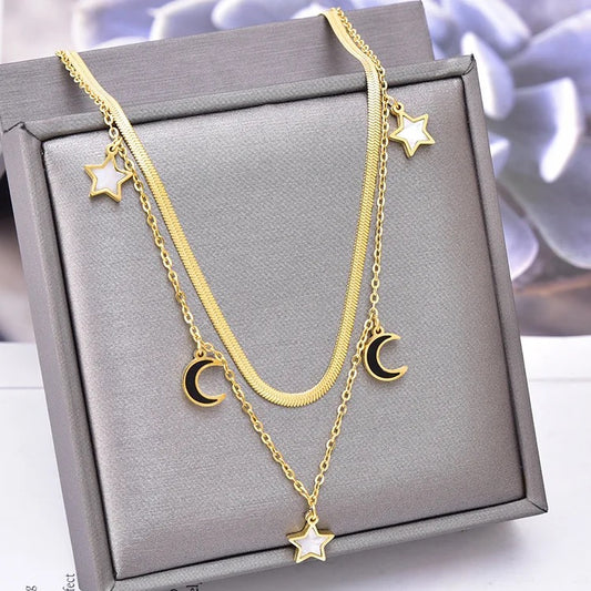 Stars & Moon Gold Necklace