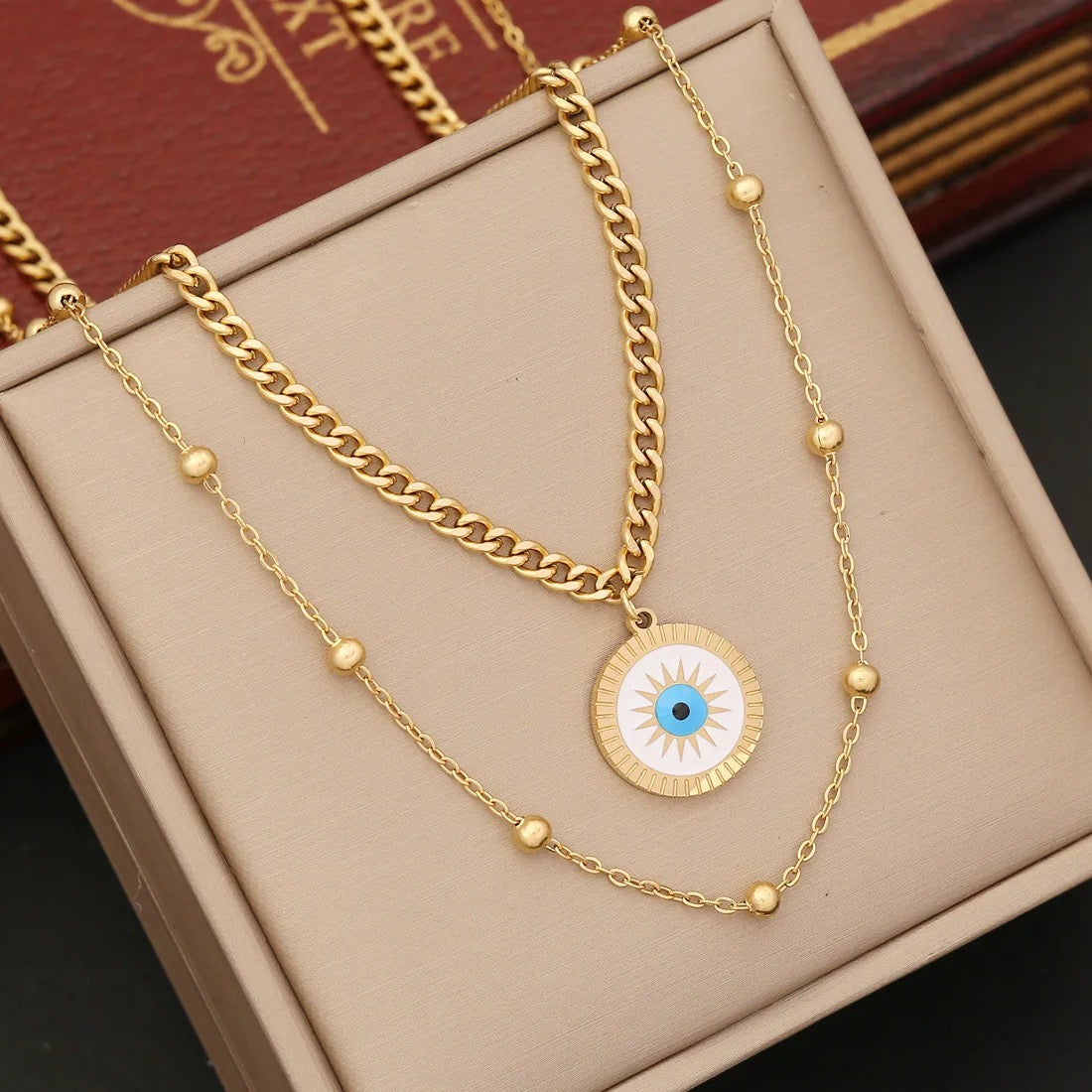 Double Layer Evil Eye Star Necklace