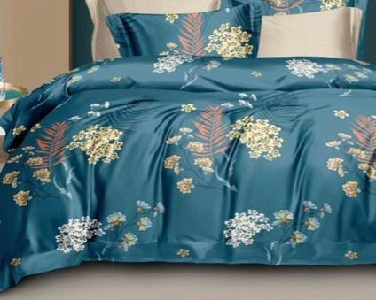 Turquoise Blue Floral Complete Bed Sheet