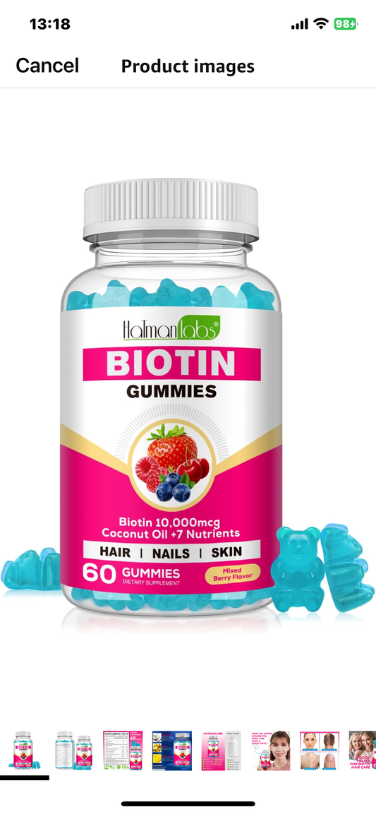 Hatmonlabs Biotin Gummies 10,000mcg 60 Gummies