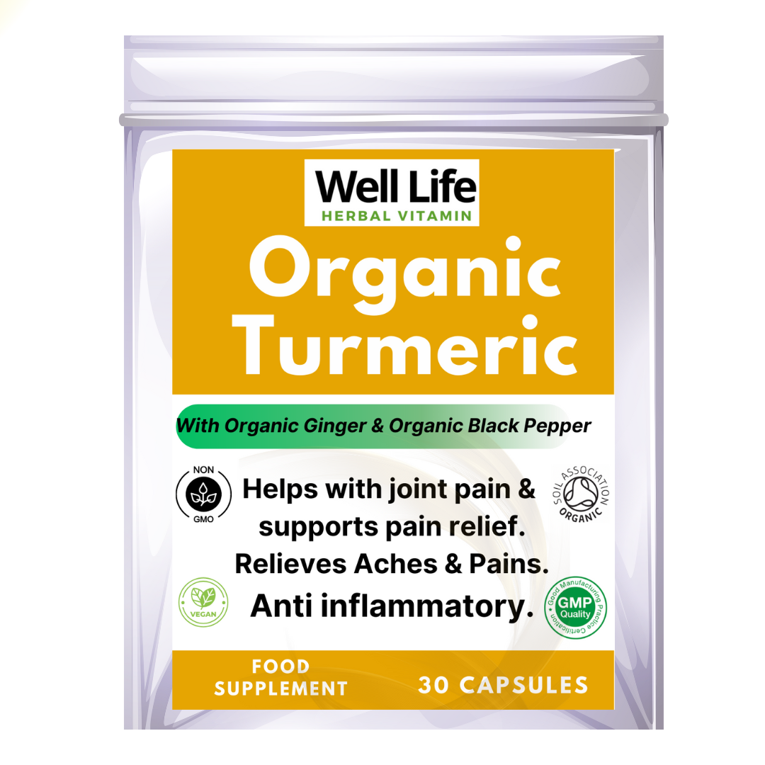 Well Life Organic Turmeric Ginger & Black Pepper Vitamins 30 Capsules