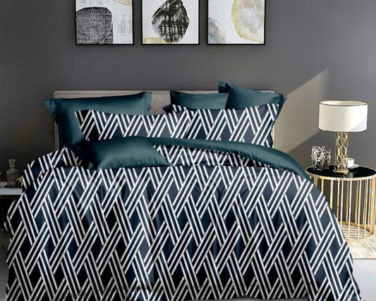 Navy With White Stripes Bed Sheet