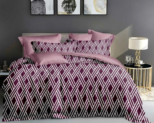 Maroon With Pink Stripes Bed Sheet