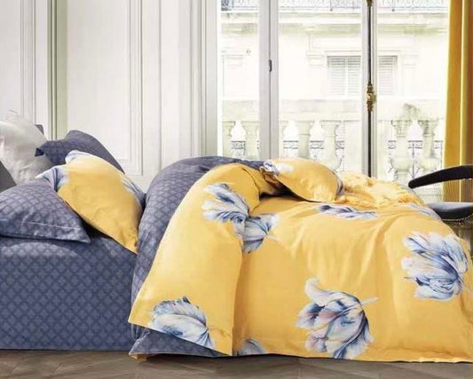 Yellow With Gradient Floral Bed Sheets