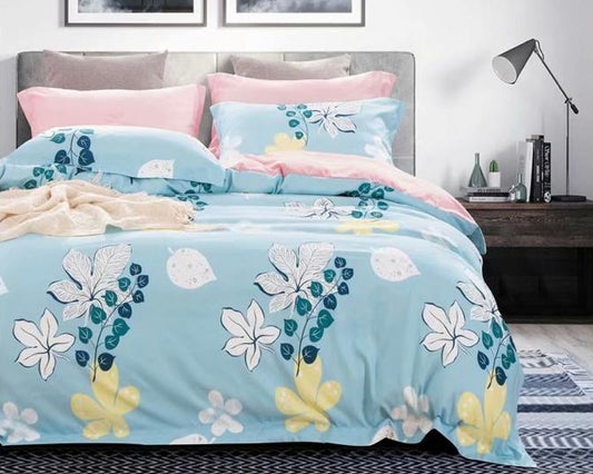 Middle Blue With Yellow Floral Bed Sheet