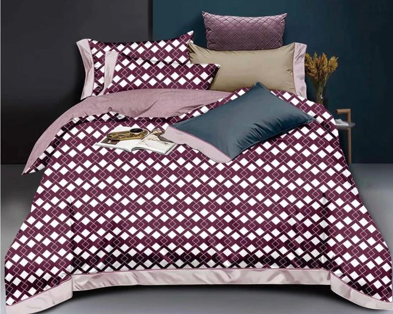 Maroon With Rose Floral Bed Sheet