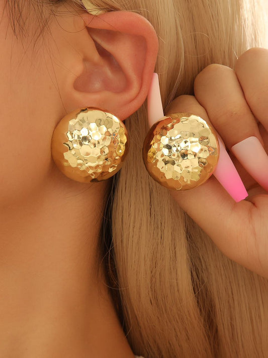 Circular Stud Earrings Gold