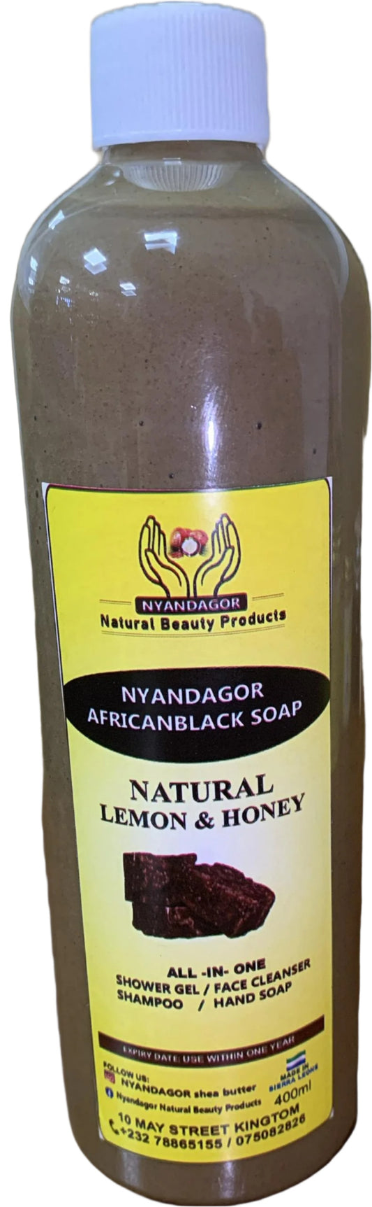 NYANDAGOR Natural African Black Soap Lemon & Honey 400ML