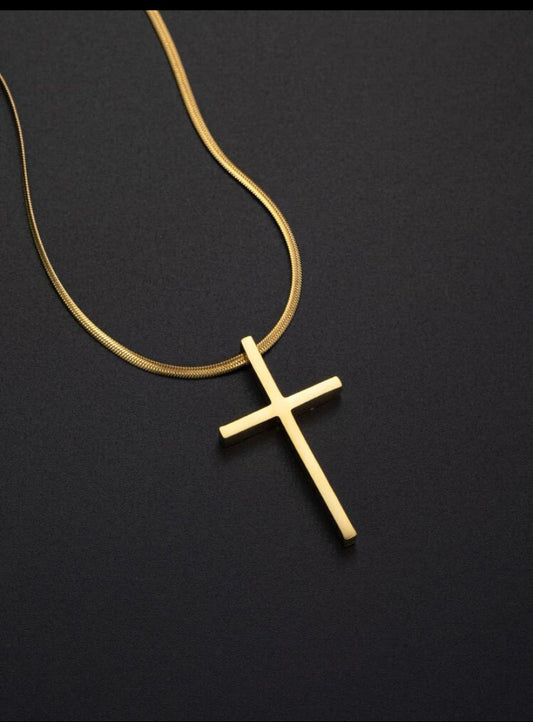 Unisex 18K Cross Pendant Necklace