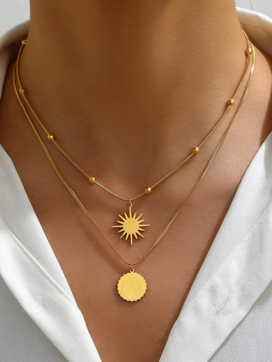 Sun + Star Double Layered Beaded Necklace