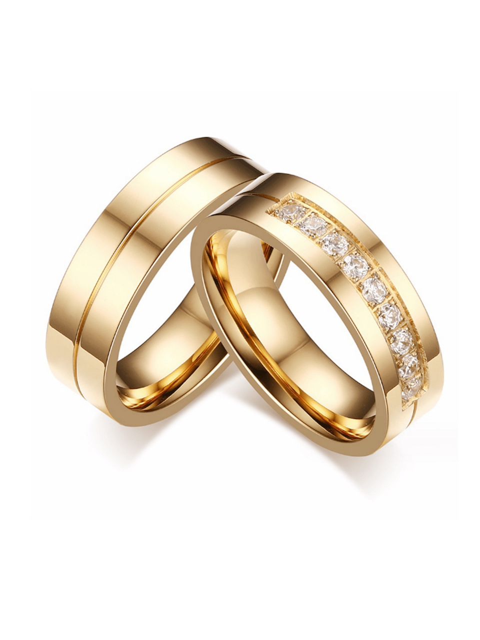 Single Men’s Gold Plated Lined Wedding Ring