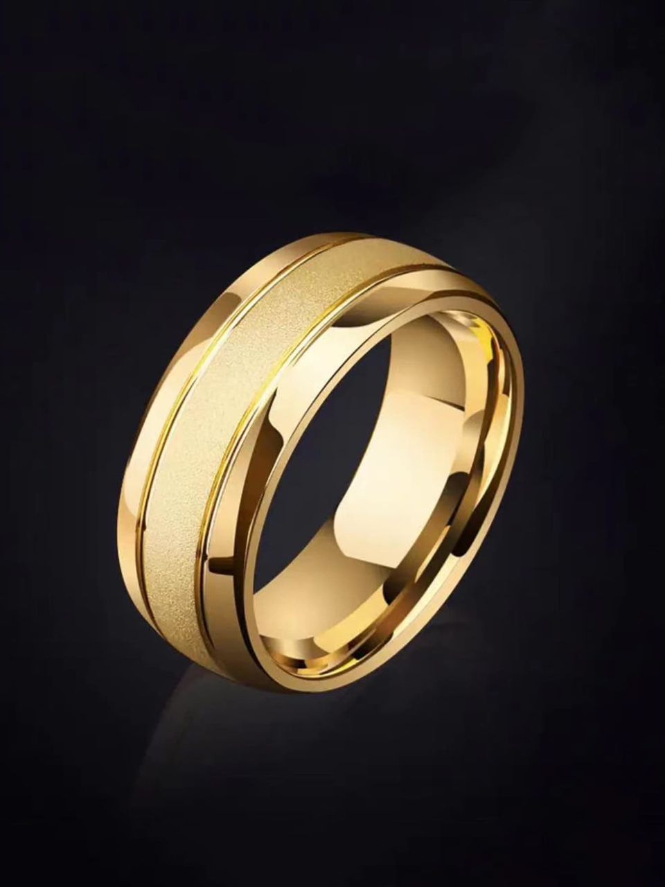 Gold Plated Patterned Men's Gift Wedding Band Ring